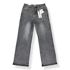 Katch Me Jeans Women Size 10 (28x28.5) Gray High Rise Wide Leg Denim NWT